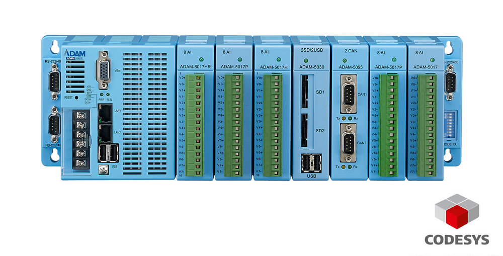 A complete CODESYS Experience with Advantech ADAM-5560CDS IPC based I/O controller, remote I/O and HMI.